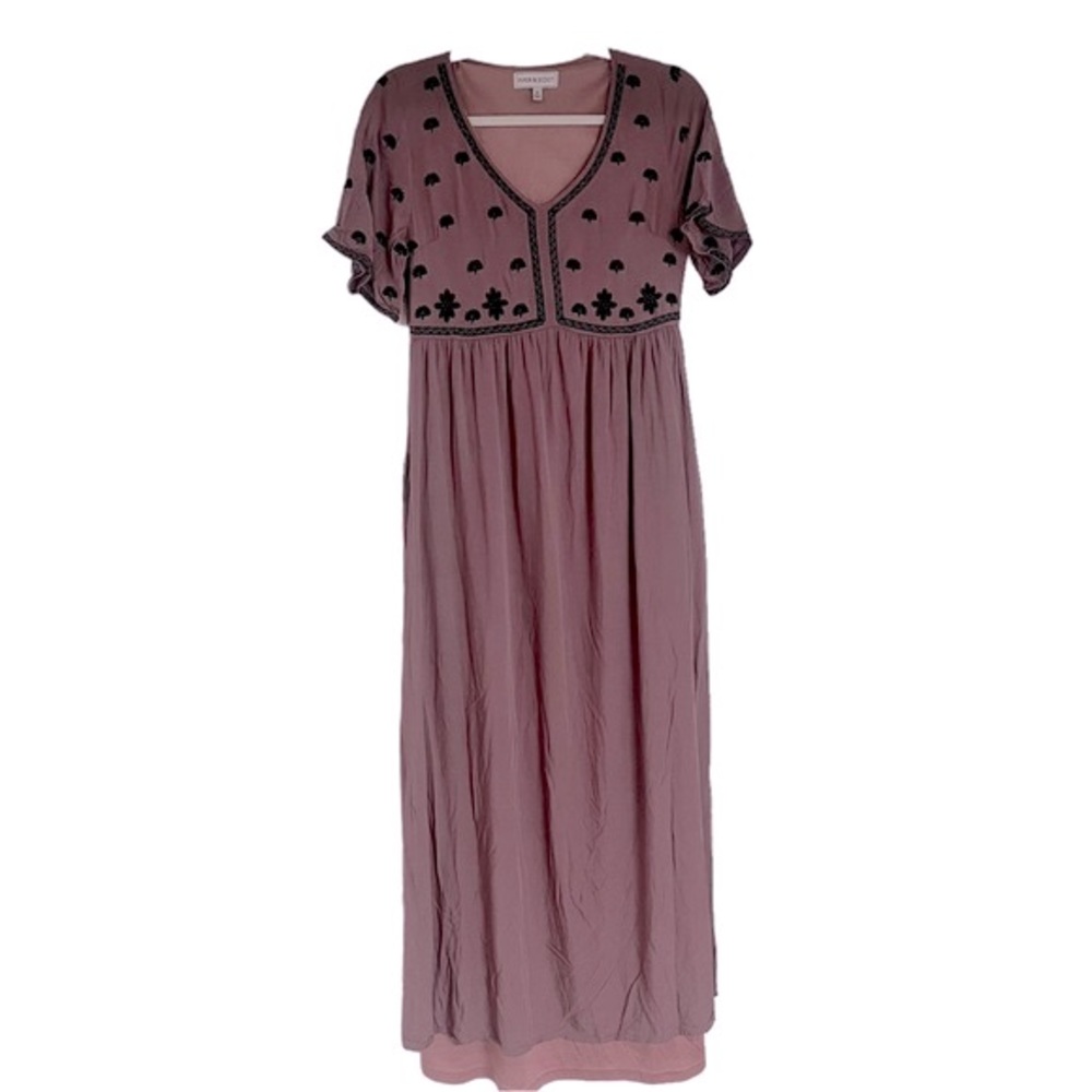 Piper & Scoot Mauve V-Neck Pocketed Maxi Dress Size Medium - Picture 1 of 7
